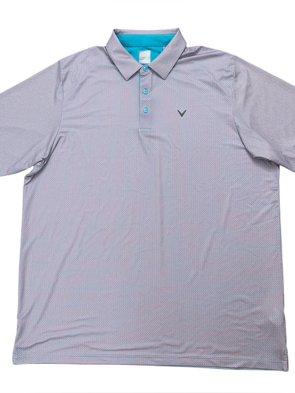 Callaway Golf Polo Shirt Mens Size 2XLT Opti-Dri Short Sleeve Check Green Pink